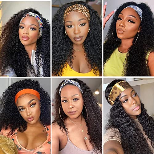 Image of ISEE Headband Wig Glueless Kinky Curly Human Hair Wigs for Women 26 Inch