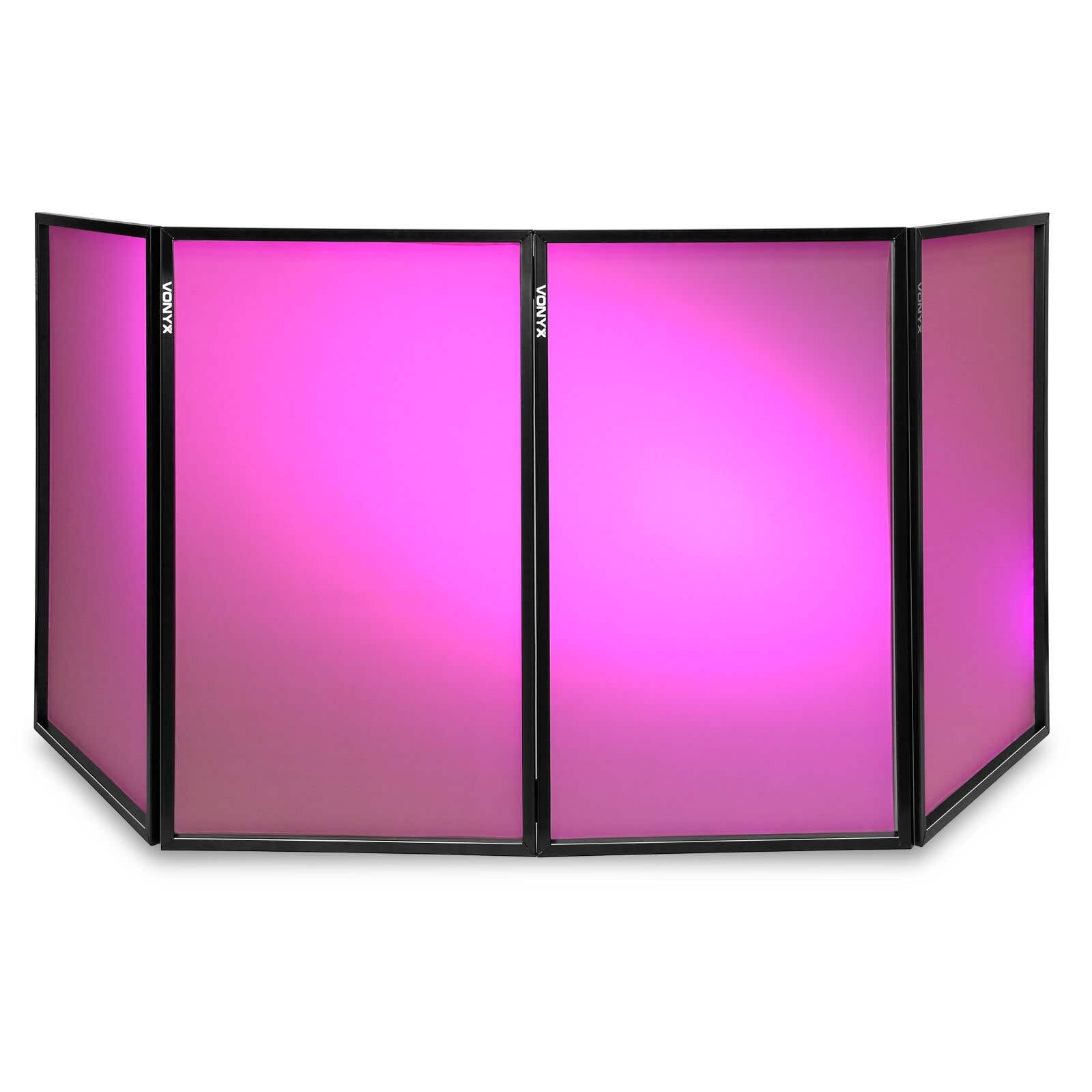 Vonyx DB2 DJ Screen, Verkleidung für DJ Pult inkl. Tasche, zusammenklappbarer und mobiler DJ Stand, 280cm x 120xm, Booth, mit integrierter Leinwand für ein professionelles Bühnenbild, Weiß