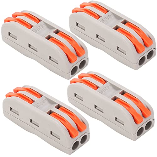 Image of 2 to 2 Inline Compact Connectors - Circuit Inline Splices - Wire Terminals - Electrical Connectors - Circuit Terminal Blocks (4pcs, 2 to 2 Inline, Orange)