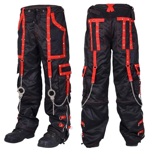 Prime Quality Gothic Men's Bondage Gothic Cyber Pant Chain Techno Rock Punk Shorts Trouser Pants/USA