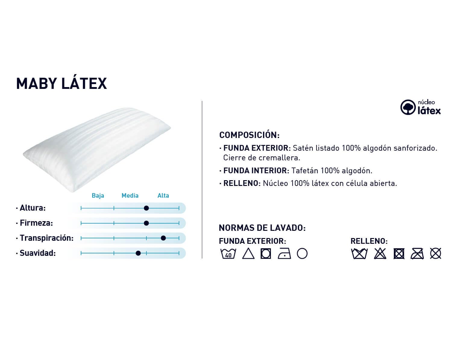 Moshy - Almohada Látex Maby de Moshy - 70 cm