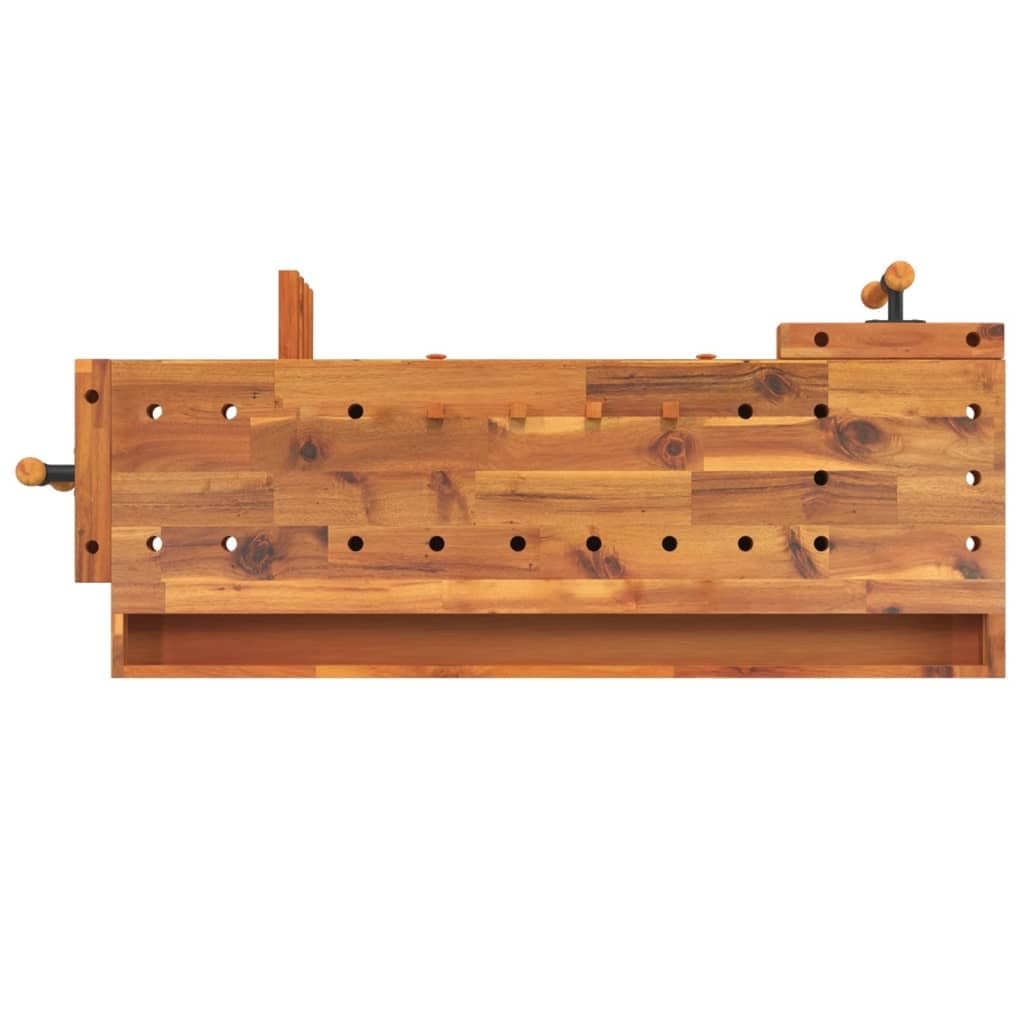 Willood Werkbank mit Schubladen Schraubstöcken 124x52x83 cm Akazienholz