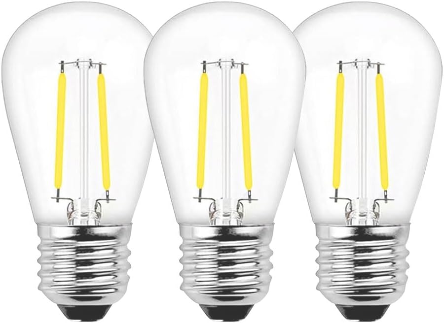 Outdoor Light Replacement Bulbs, S14 E26, 3V Low Voltage, 3800K Cool White, Waterproof, 1W, 3-Pack