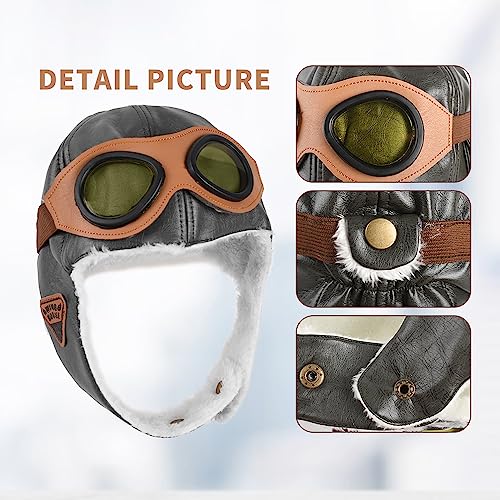 HUIANER Soft Warm Hat Leather Cap with Earmuffs for Baby Kids Photography Props3