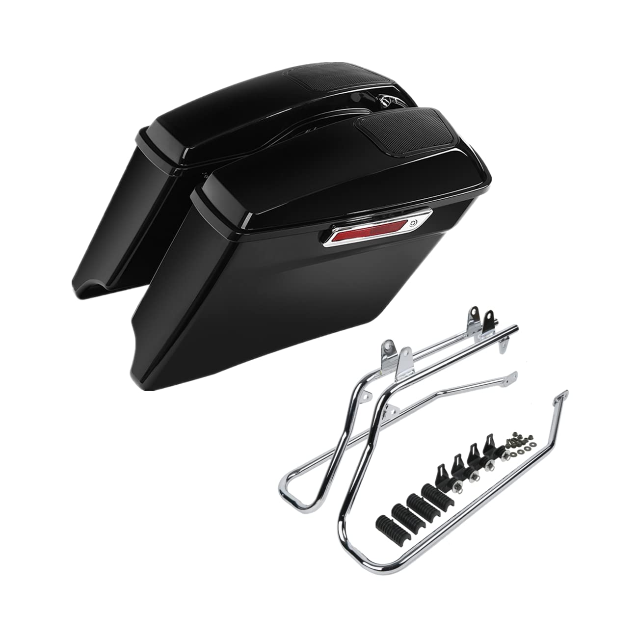 TCMT 4" Stretched Extended Saddlebags 6x9" Speakers Lids Conversion Bracket Kit Fit For Harley Heritage Softail Fatboy FLSTF Breakout 1984-2017