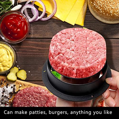 Non Stick Burger Press, 3 in 1 Hamburger Patty Maker with 50 Wax Paper Sheets, for Make Perfect Round and Stuffed Burger Patties Sliders