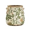 Nearly Natural 6.5in. Indoor Tuscan Ceramic Green Scroll Decorative Vase
