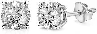 ShopLC 0.5-1 Carat Lab Grown Diamond Stud Earrings G-H SI Platinum Plated Sterling Silver Unisex Anniversary Gift