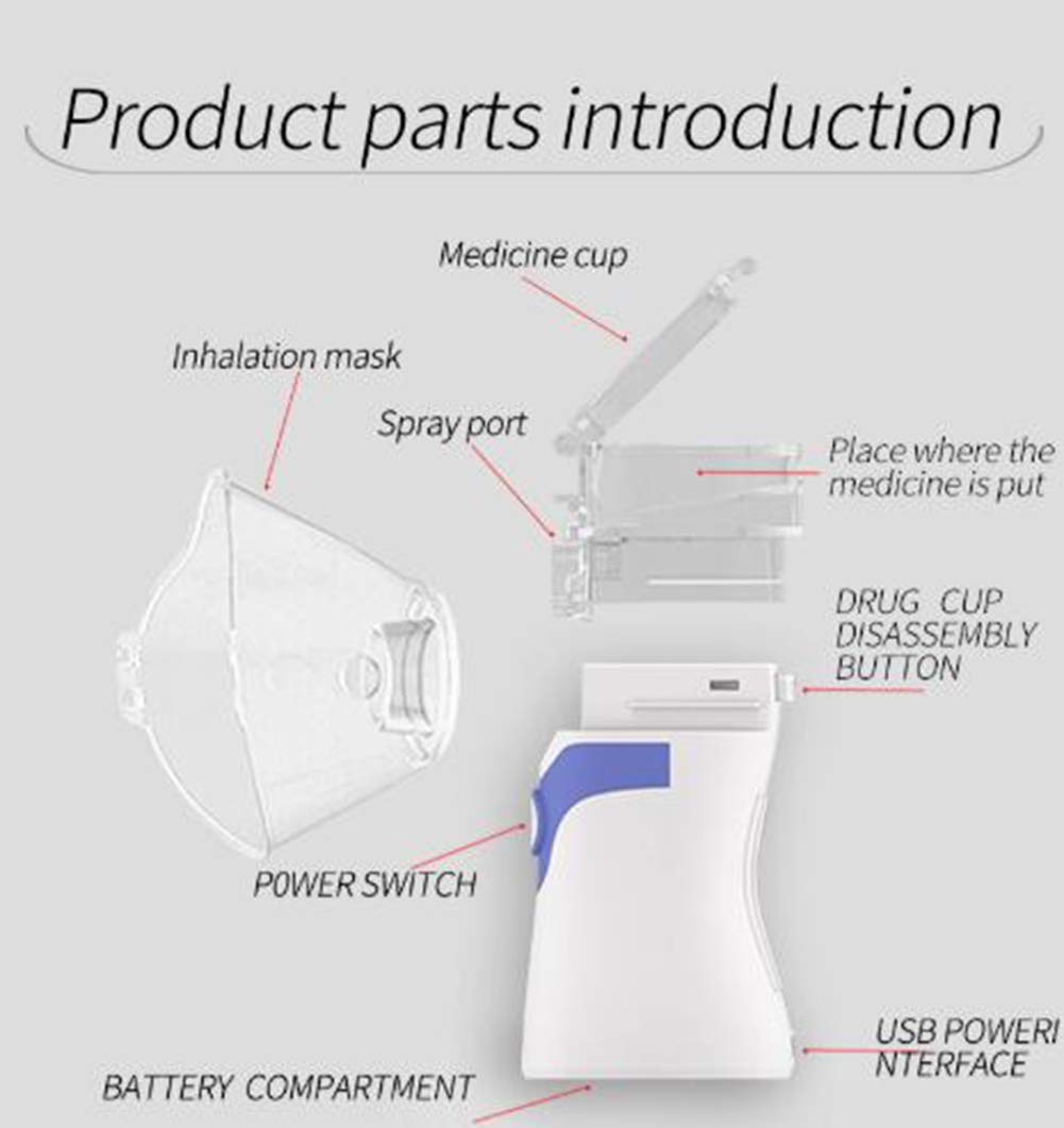 Mini portátil de vapor inhalador máquina de mano humidificador vaporizador de aire fresco Viajes niebla inhalador para Adultos y Niños,Gris
