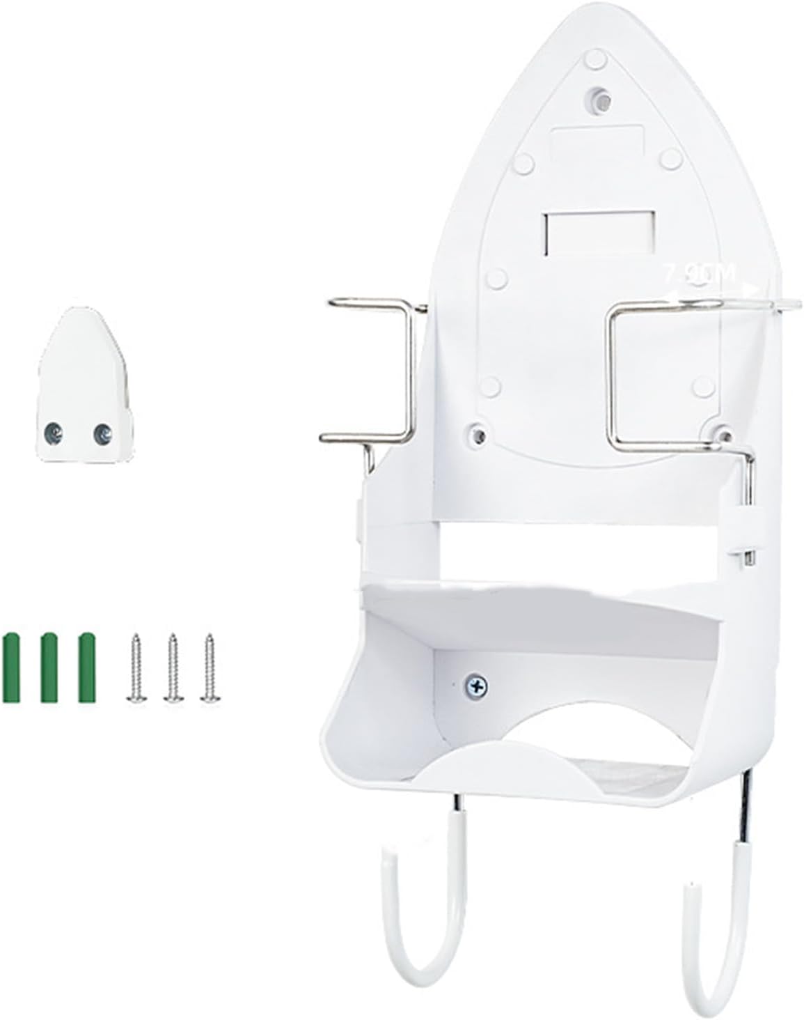 Space-Saving Iron & Accessories Wall Shelf – Sturdy Storage Rack with Hooks for Laundry Tools Home Ironing Station Organizers