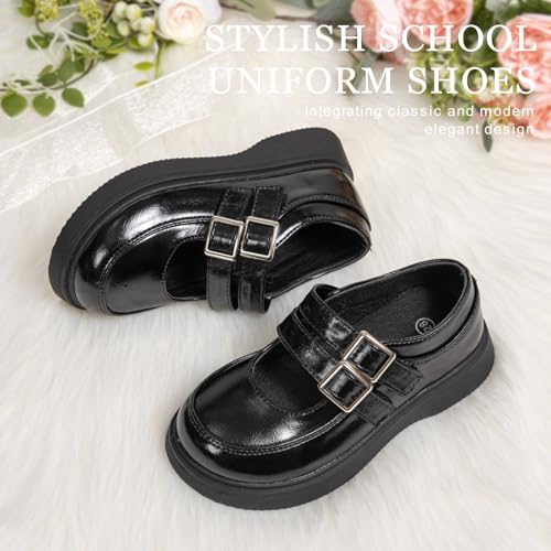 Toddler Girls Dress Shoes School Uniform Mary Jane Flats Little Kids Oxfords Comfortable Slip on Platform Flats for Wedding Party School3
