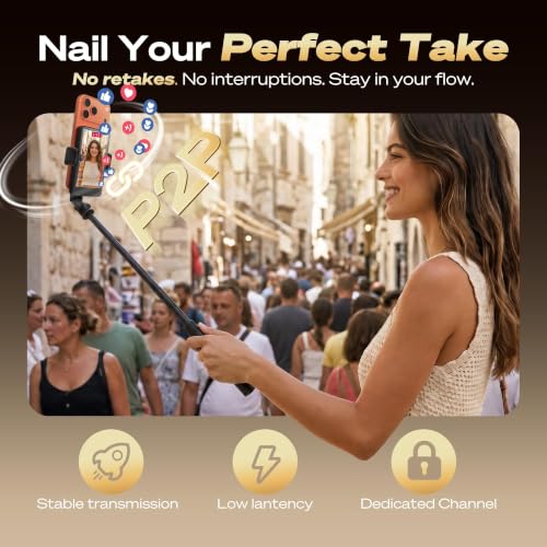 Image of Wireless Selfie Monitor Screen for iPhone 7-16 Series(Matte Black) | Magnetic Back Camera Selfie Monitor, Secure Private P2P Network, Vlog 4K /1080p, 164FT Long Range for TikTop, Youtube, Makeup