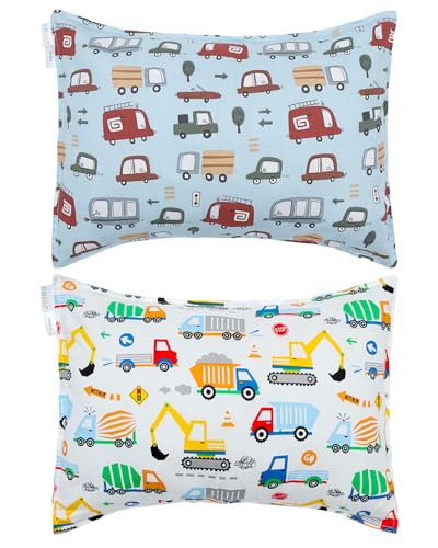 Image of ALVABABY Toddler Pillowcases 2 Pack Cotton Kids Pillow Cover Fit 13 inchx 18 inch or 14 inchx20 inch Envelope for Girl Boy Travel