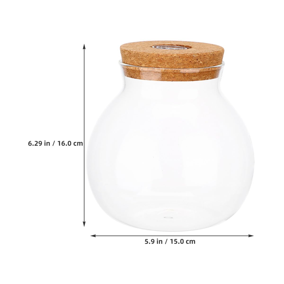 ifundom Vaso Idroponico in Vetro 15Cmx16Cm Luce LED e Coperchio in Sughero, Contenitore Decorativo da Tavolo per Piante Aeree in Ufficio e Casa