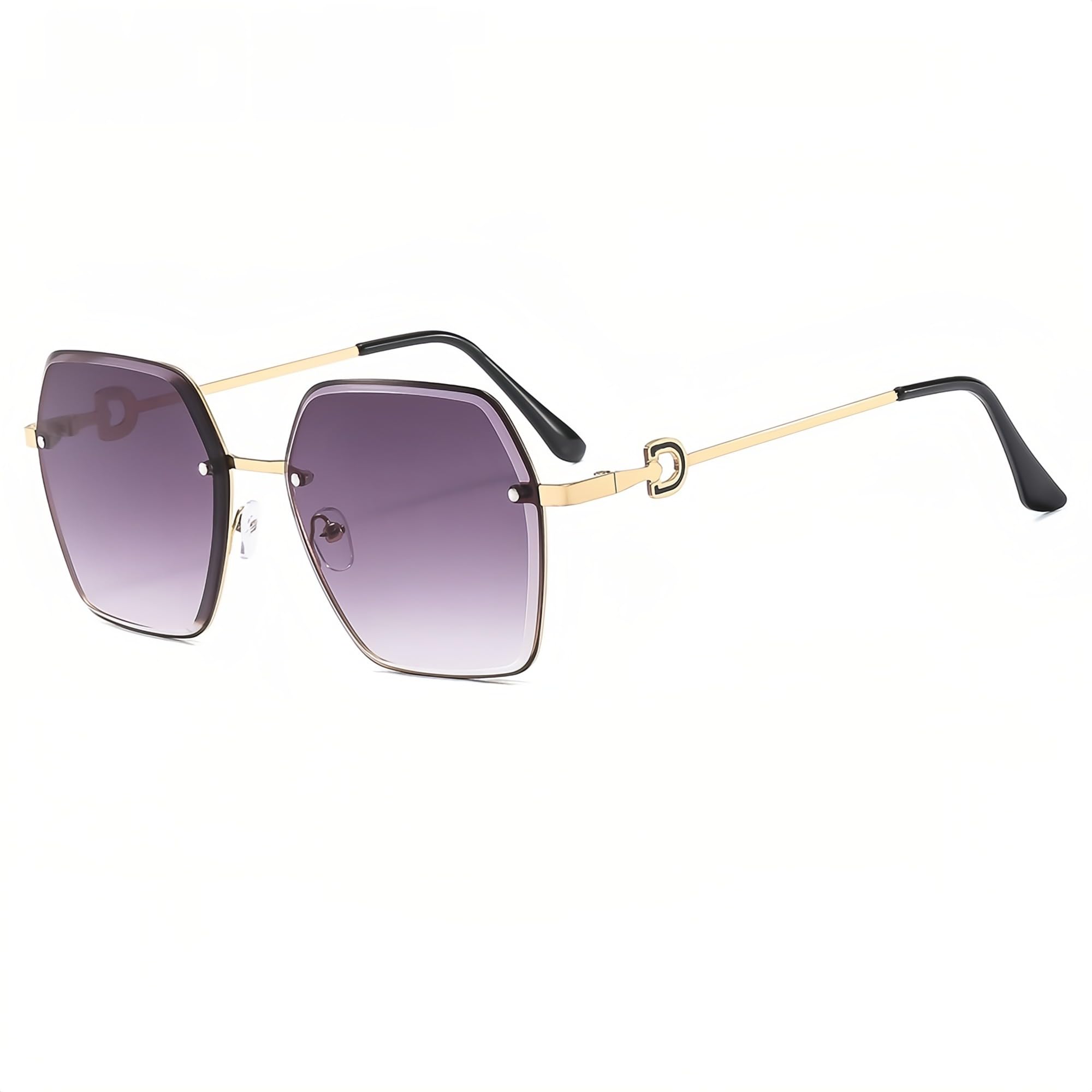 Trendy Frameless Square Sunglasses UV400 Protection - Cat Eye Gradient Lens Lightweight (28g) for Women, Fashion Retro Oversized Sun Glasses for Driving Travel Beach Party-image-21