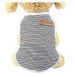 ふく福 可愛い 綿製 小中型犬服ストライプ Ｔシャツ 犬服 ドッグウェア ベスト お散歩 春夏服 カジュアル ファッションネイビー風 (M, 黒)