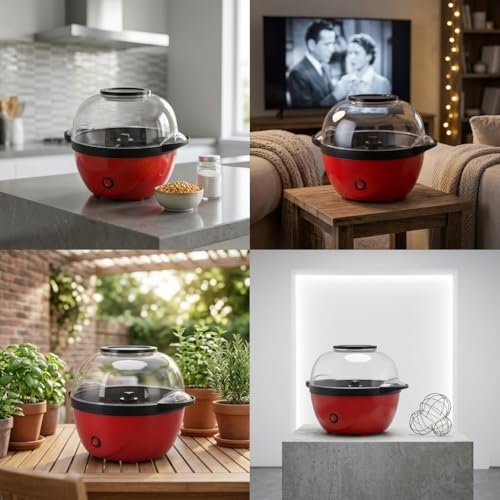 Sakar 450W Electric Popcorn Maker Machine with Butter Melting Plate | Cinema Style Hot Air Popcorn Maker for Modern Kitchens Home Parties EU Plug 220V 2 51vQGjZNUHL