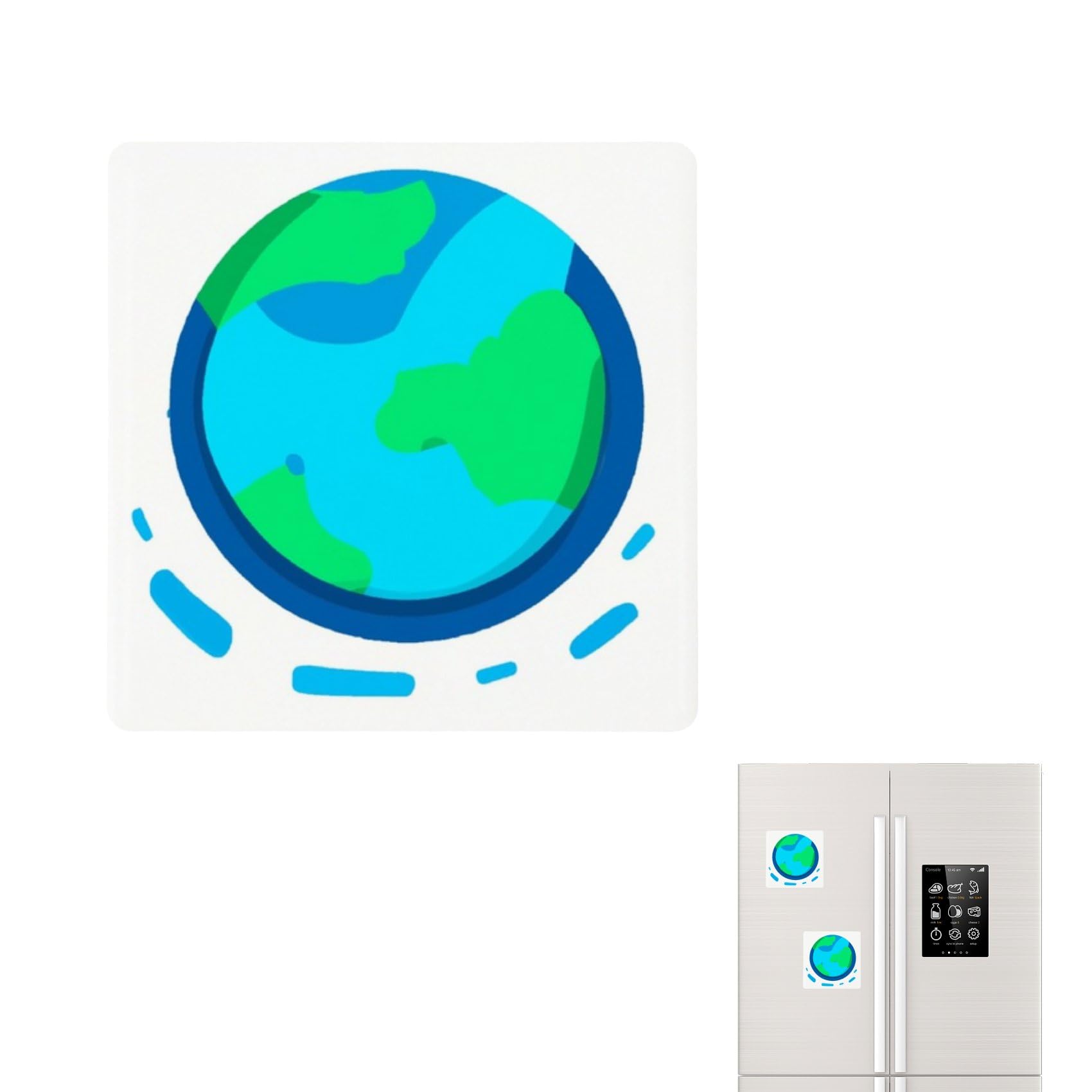 Magnetic Whiteboard for Fridge 2D Planet Earth Personalized Magnets for Refrigerator Square Smart Magnetic Fridge Cute Office Decor