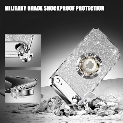 Image of Misscase for iPhone Air Magnetic Glitter Case Compatible with MagSafe,Full Protection Slim Shockproof Case with Camera Lens Protector Plating Bling Cover Case for iPhone 17 Air 6.5 inch Silver