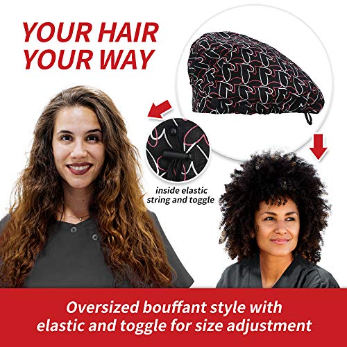 Image of ABAMERICA Bouffant Caps with Button and Sweatband, Adjustable Scrub Caps for Women Men, One Size Multi Color