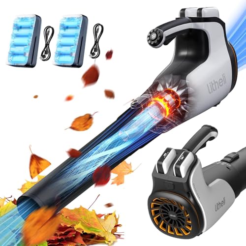 Litheli Brushless Leaf Blower, 180 km/h 15.85 m³/min Battery Leaf...