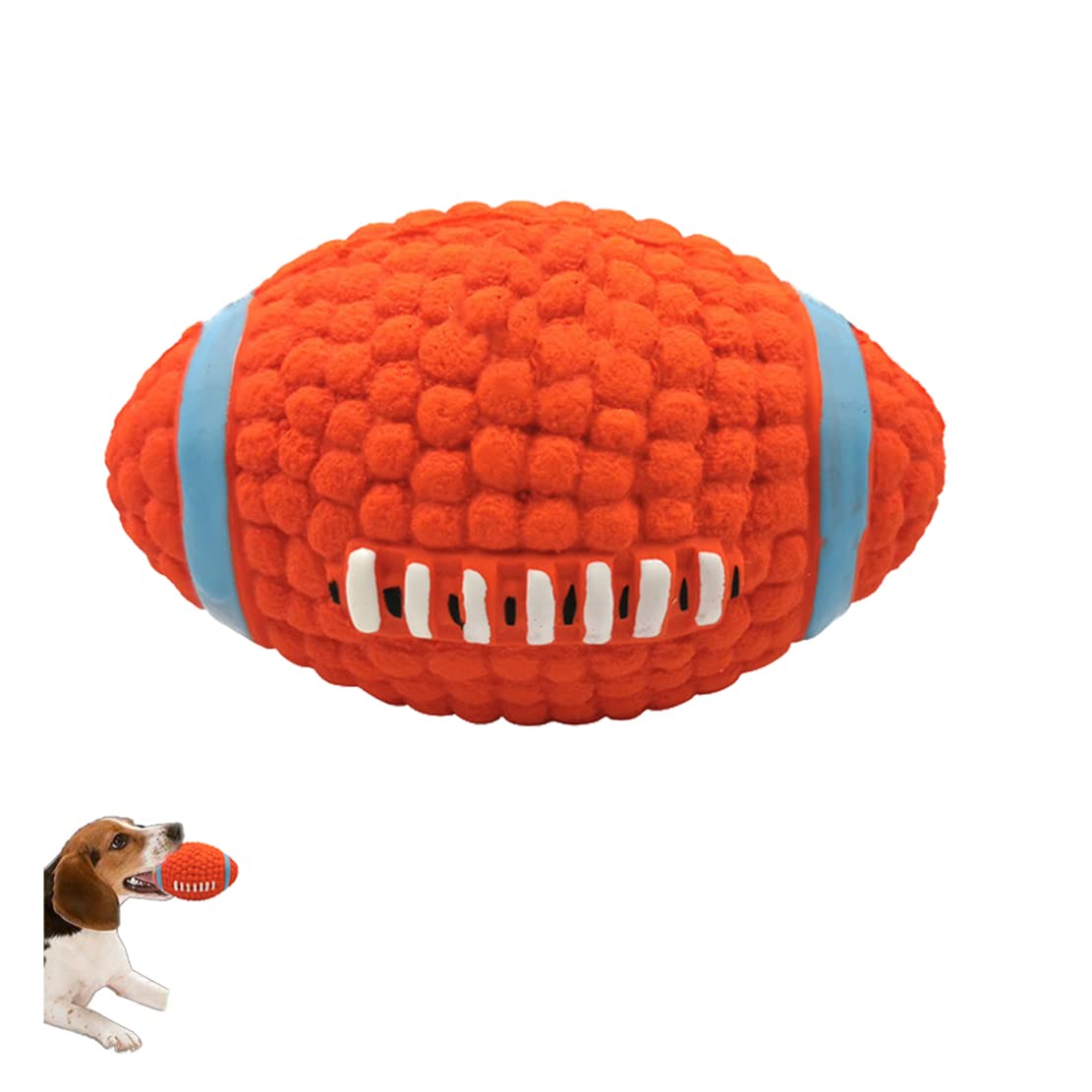 HADAVAKA Dog Toy Ball, Squeaky Latex Rubber Dog Toy Balls, Bite Resistant Teeth Training Toy For Dogs, Interactive Dogs Toys, Dog Teething Toys For Outdoor, For All Dog Interactive Play (Rugby)