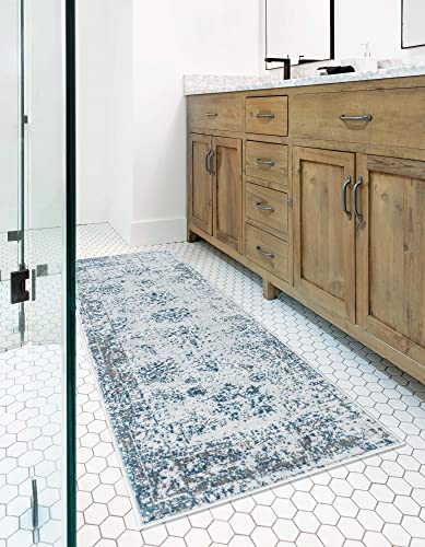 Rugs.com Monte Carlo Collection Rug – 2' x 6' 7 Runner Light Blue Medium Rug Perfect for Living Rooms, Large Dining Rooms, Open Floorplans