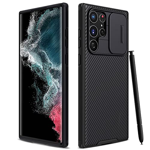 Image of CloudValley for Galaxy S22 Ultra Case with Slide Camera Cover, Slim Thin Shockproof Protective Phone Cases with Sliding Camera Lens Protection for Galaxy S22 Ultra 5G (2022) - Black