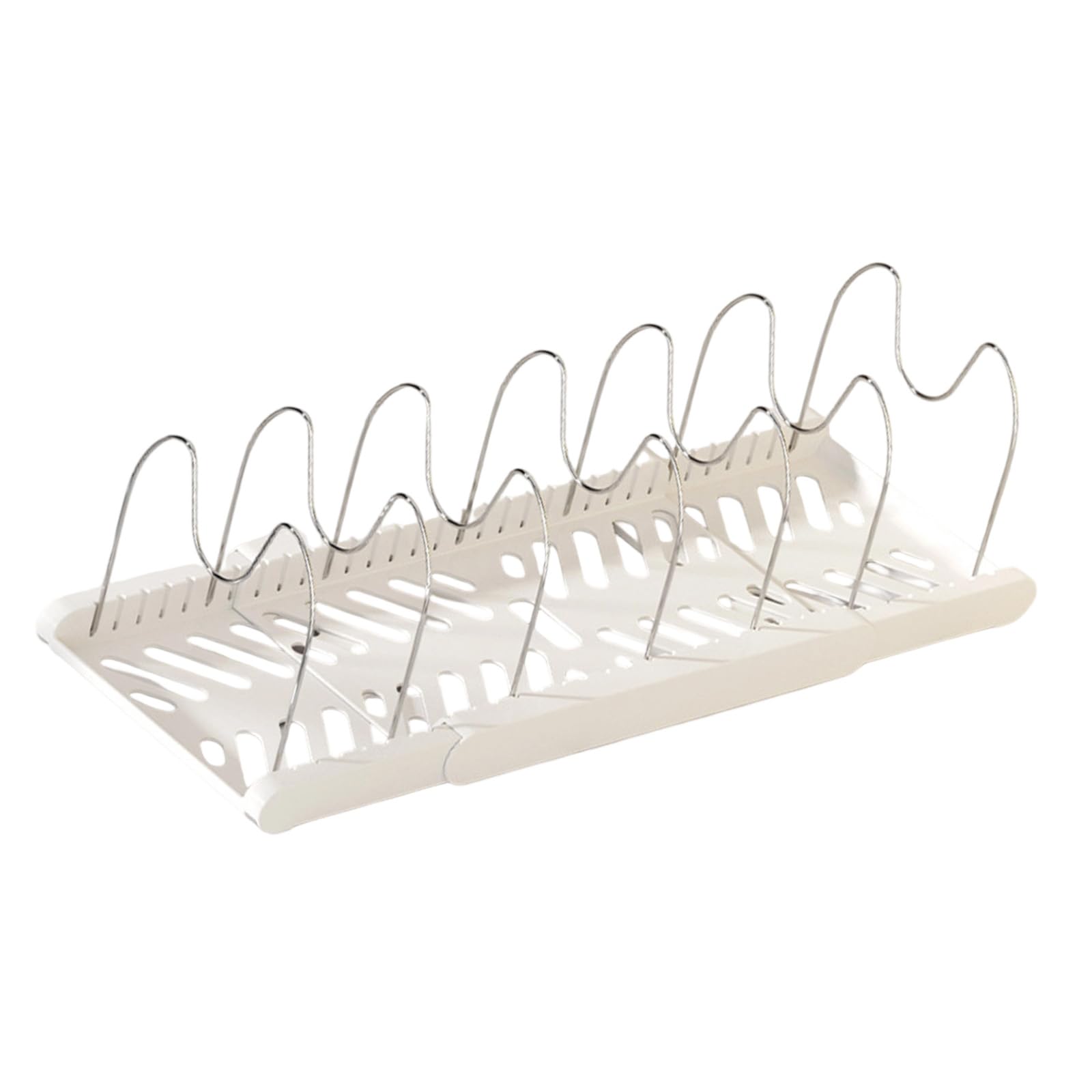 Msioytog Expandable Cabinet Organiser for Pots Pans Lids with 7 Adjustable Dividers Under Counter Kitchen Storage Rack Under Cabinets Kitchen Storage Rack