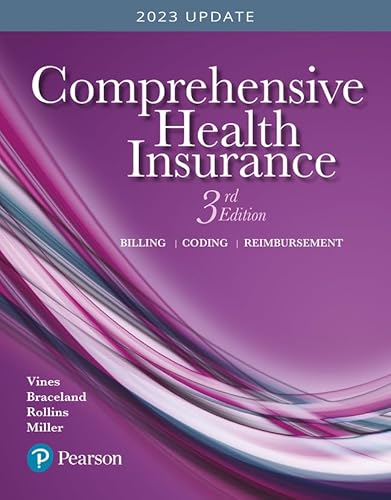 Compare Textbook Prices for Comprehensive Health Insurance: Billing, Coding, and Reimbursement 3 Edition ISBN 9780134458779 by Vines, Deborah,Braceland, Ann,Rollins, Elizabeth,Miller, Susan