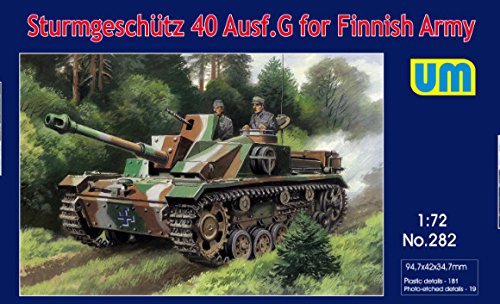 PLASTIC MODEL KIT STURMGESCHUTZ 40 AUSF.G FOR FINNISH ARMY 1/72 UNIMODEL UM 282