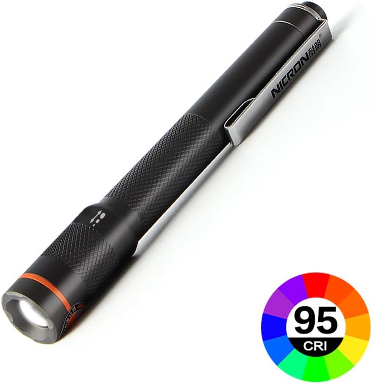 Pen Flashlight,Light LED CRI 95 True Color Flashlights Pocket-Sized Zoomable Beam Light High Lumen Pen Flashlight Portable & Waterproof Small LED Flashlights by 2AAA Batteries B22