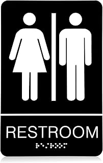 Restroom Signs for Business Unisex Bathroom Sign with ADA Braille Acrylic Gender Neutral Restroom Sign for Woman and Man Offices Restaurants Toilet Door Wall Decor Black 9.06 × 5.91 × 0.12 Inch