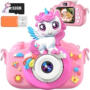 BABECTOY Niños Cámara, 2.0 Pantalla Recargable Cámara Digital Kids, Regalos para 6 7 8 9 10 11 12Niñas, 1080P HD Anti Caída de la Cámara de Niños para Cumpleaños Juguete