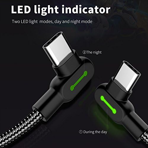 mcdodo USB C Cable 90 Degree Type C Charger Cable Right Angle Nylon Braided Fast Charger Lead Data Sync Charging Cable Compatible with Galaxy S20 S10 S9 S8 Note 20 Note 10 A80 A51 Huawei Xiaomi (1.2M)