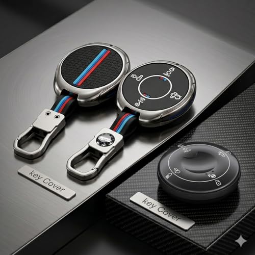 Image of Premium Metal Car Key Case Cover Compatible with Tata Harrier EV Electric 2025 / 2026 8 Button Smart Key Only (Black)
