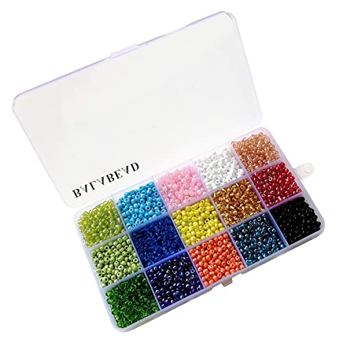 Balabead 4Mm Seed Beads About 5000Pcs In Box 15 Colors Size 6/0 Glass Seed Beads For Jewelry Making, 4Mm Round, Hole 1.2Mm (15 Colors) #TOP1