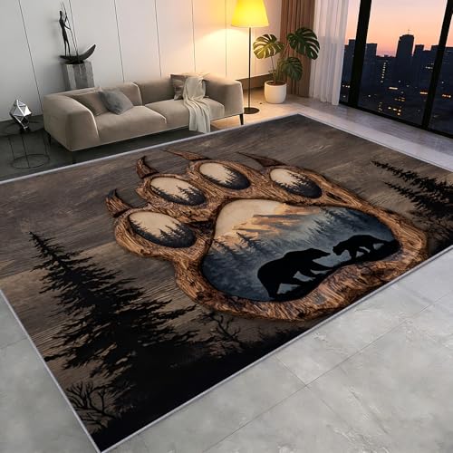 Tapete Decorativo 2x3 Pies con Diseño 3D de Huella de Oso
