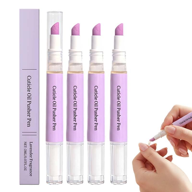 2-in-1 Cuticle Pusher & Oil Pen, 2026 New Cuticle Oil Pusher Pen, Nail Care Tool for Dry Damaged Nails Moisturize Strengthen Brighten Nails Tools (4 Pcs)