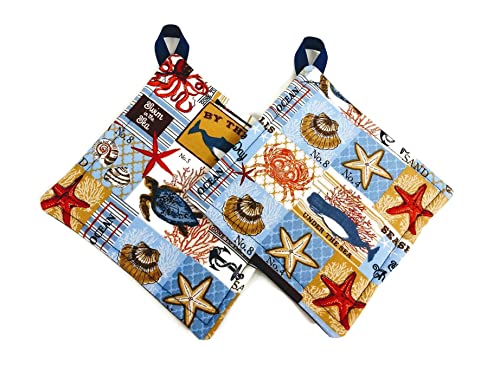 Sea The Day, Beach Potholder Or Hot Pad Set With Hanging Loop #TOP21