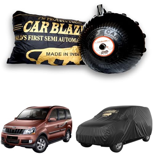 Image of CARBLAZER Portable & Semi-Automatic Full Body Car Covers: Heavy Duty Device| Anti-Theft| Dust & Scratch Proof | Water & Wind Resistant|Custom Fit| Dual-Side Cover, Compatible for Mahindra Xylo