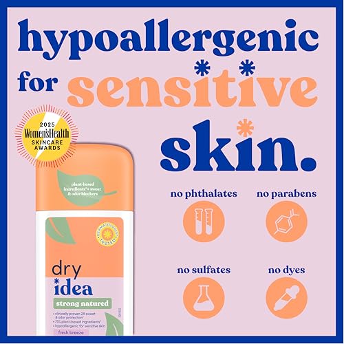 Image of Dry Idea Plant Based Antiperspirant with Aluminum Sweat Blockers Invisible Solid Deodorant for Women - Fresh Breeze Scent, 72Hr Sweat & Odor Control for Sensitive Skin, 1pk