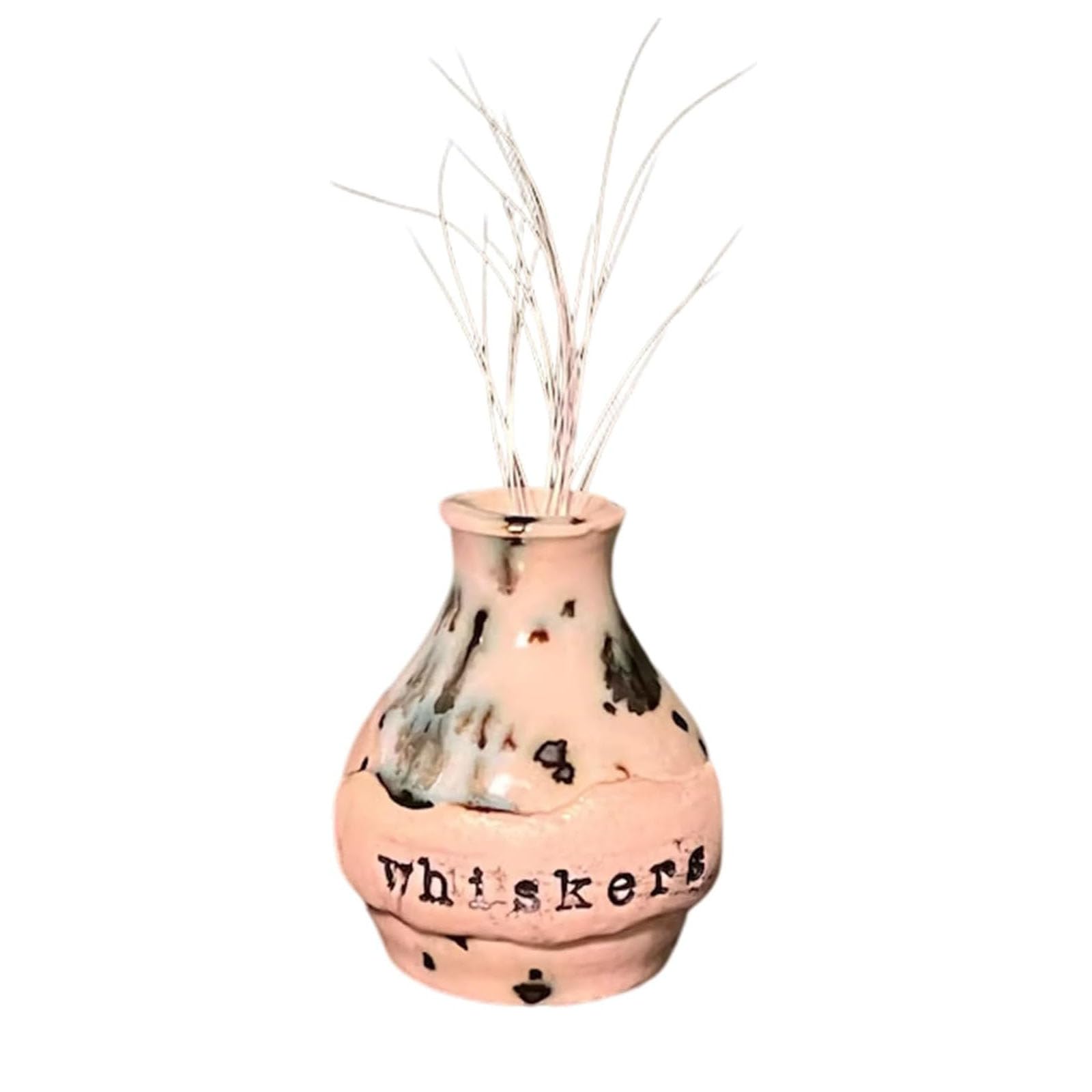 Hand-Thrown Whiskers Keepsake Vase, Cute Whiskers in The Jar Pottery Vase, Cat Whisker Jar for Feline Owners Thoughtful Meaningful Memorial Gift for Pet Lover (#C)