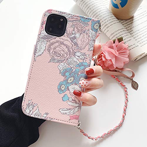 Capa para iPhone Flower feminina, DMaos luxuosa capa carteira de couro sintético 3D de decoração de