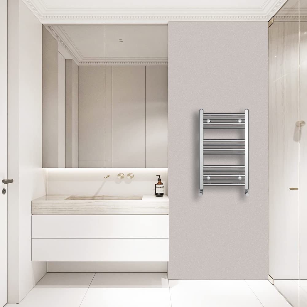 Warmehaus Straight Heated Towel Rail Radiator Ladder Chrome 700x450mm