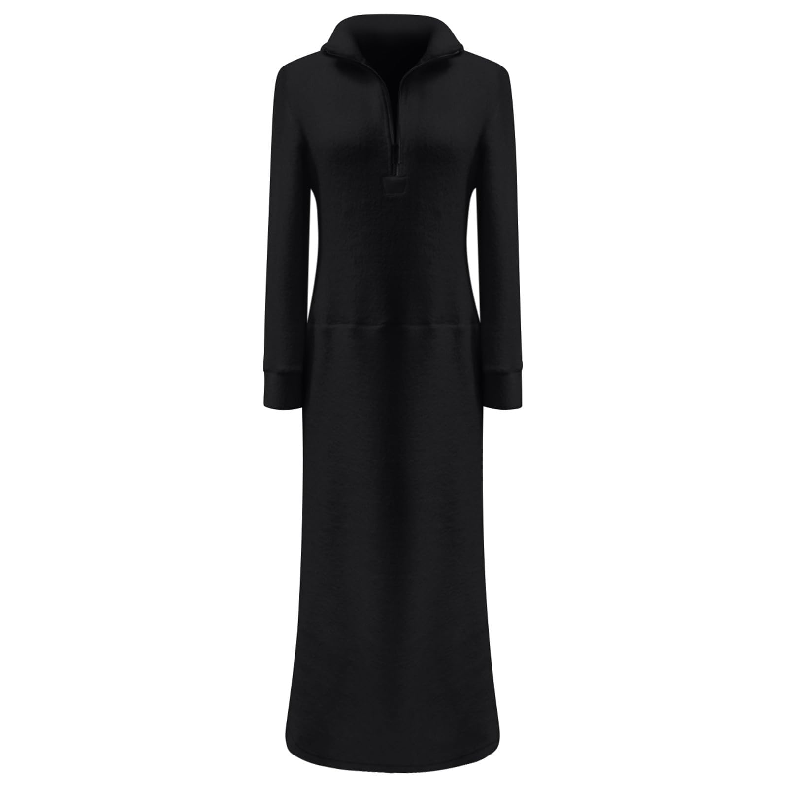 Vestido Largo Informal de Corte Entallado con Cuello y Detalles Modernos para Mujer