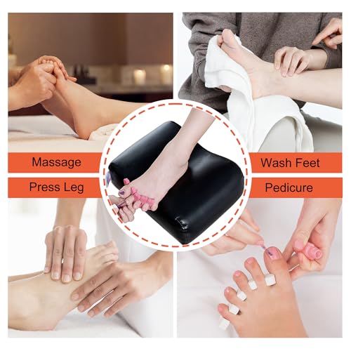 Image of Pedicure Stand Stool Footrest Stand Adjustable Height Technician SPA Beauty Stand Stool with Non-Slip SPA Salon Home Equipment Black