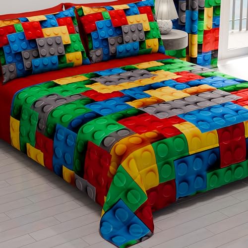 Colcha cama 170x260 cm de microfibra de primavera verano modelo Bloquecitos 4