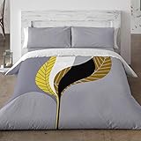 fundas nordicas burrito blanco amazon 50% Algodón - 50% Poliéster Burrito Blanco Juego de Funda Nórdica 352 con Diseño de Hojas para Cama de Matrimonio de 150x190 cm hasta 150x200 cm, Gris