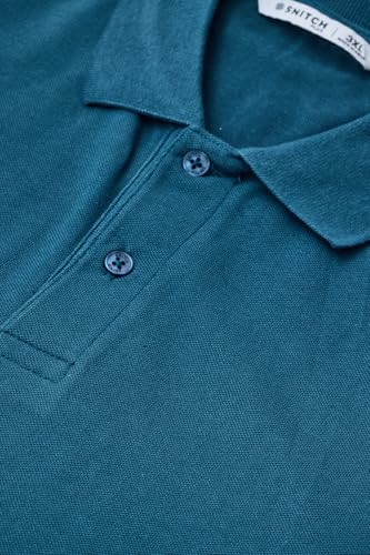 Image of SNITCH Men Polo Plus Size T-Shirt | Knitted Solid Polo with Contrast Tipped Collar & Logo Embroidery | 100% Cotton Breathable Lightweight Smart Casual Wear